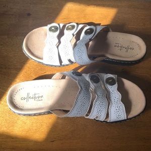💯SALE💯NWOT CLARKS COLLECTION WHITE LEATHER SANDALS